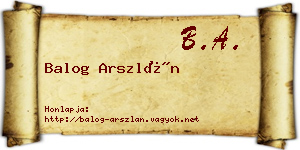 Balog Arszlán névjegykártya